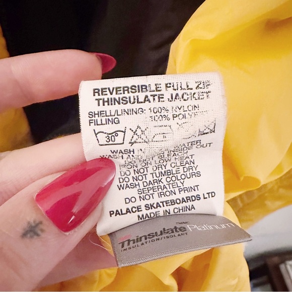 Palace Skateboards Thinsulate Reversible Jacket Black Yellow Zip Up - Picture 10 of 10